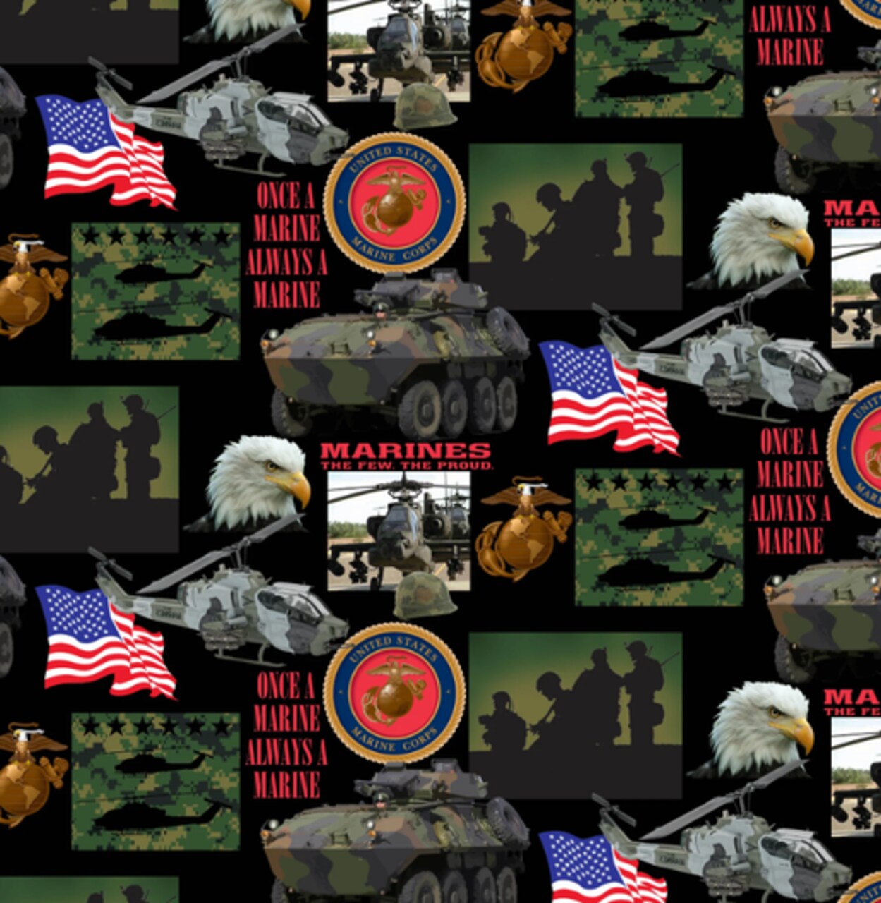 Sykel Enterprises Military Marines Patch Work Cotton Fabric by the Yard